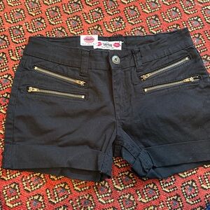 Black Pants with Gold Zipper Accents